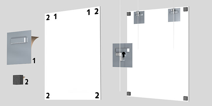 Attaches dibond adhésives