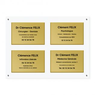 Plaque professionnelle personnalisée en PVC laiton ou plexiglass