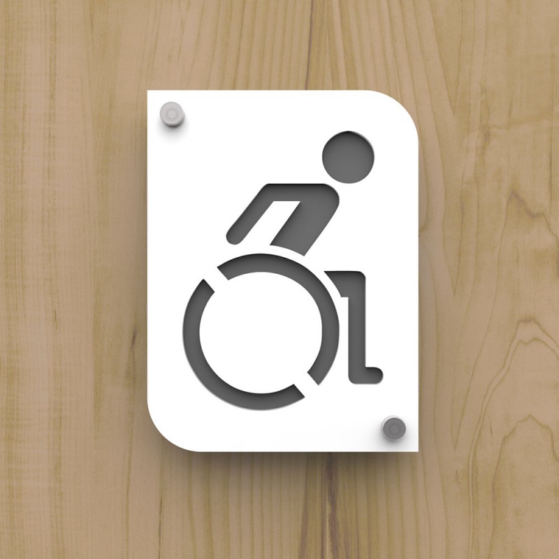 Plaque Porte Toilette Handicap Blanc Personnaliser Pictogramme