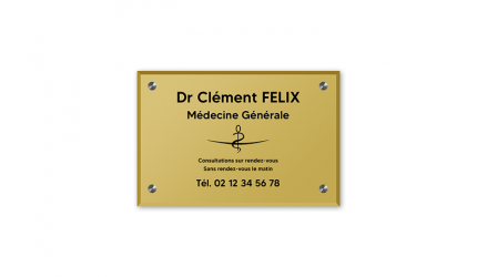 Plaque professionnelle personnalisée en PVC laiton ou plexiglass