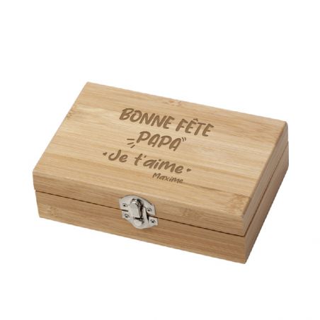 Personalized bamboo box + 3 wine accessories | Cuvée model