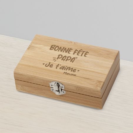 Personalized bamboo box + 3 wine accessories | Cuvée model