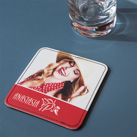 Personalized coaster Synthetic leather | Square