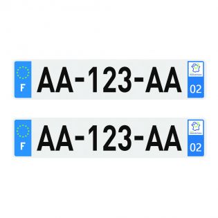 2 Plaques d'immatriculation PET homologuée SIV 520 x 110 mm 