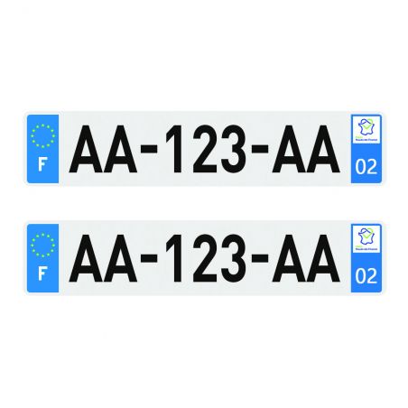 2 Plaques d'immatriculation PET homologuée SIV 520 x 110 mm 