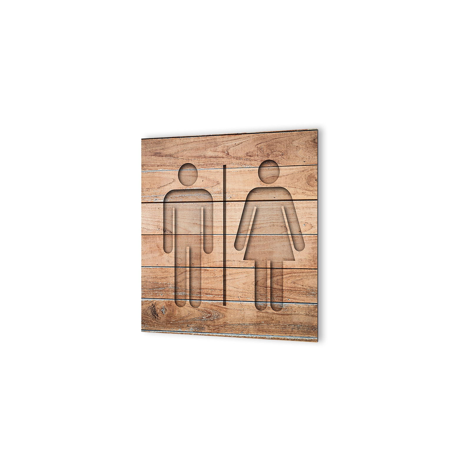 Panneau pictogramme de signalisation · Toilettes Mixtes | Texture Bois