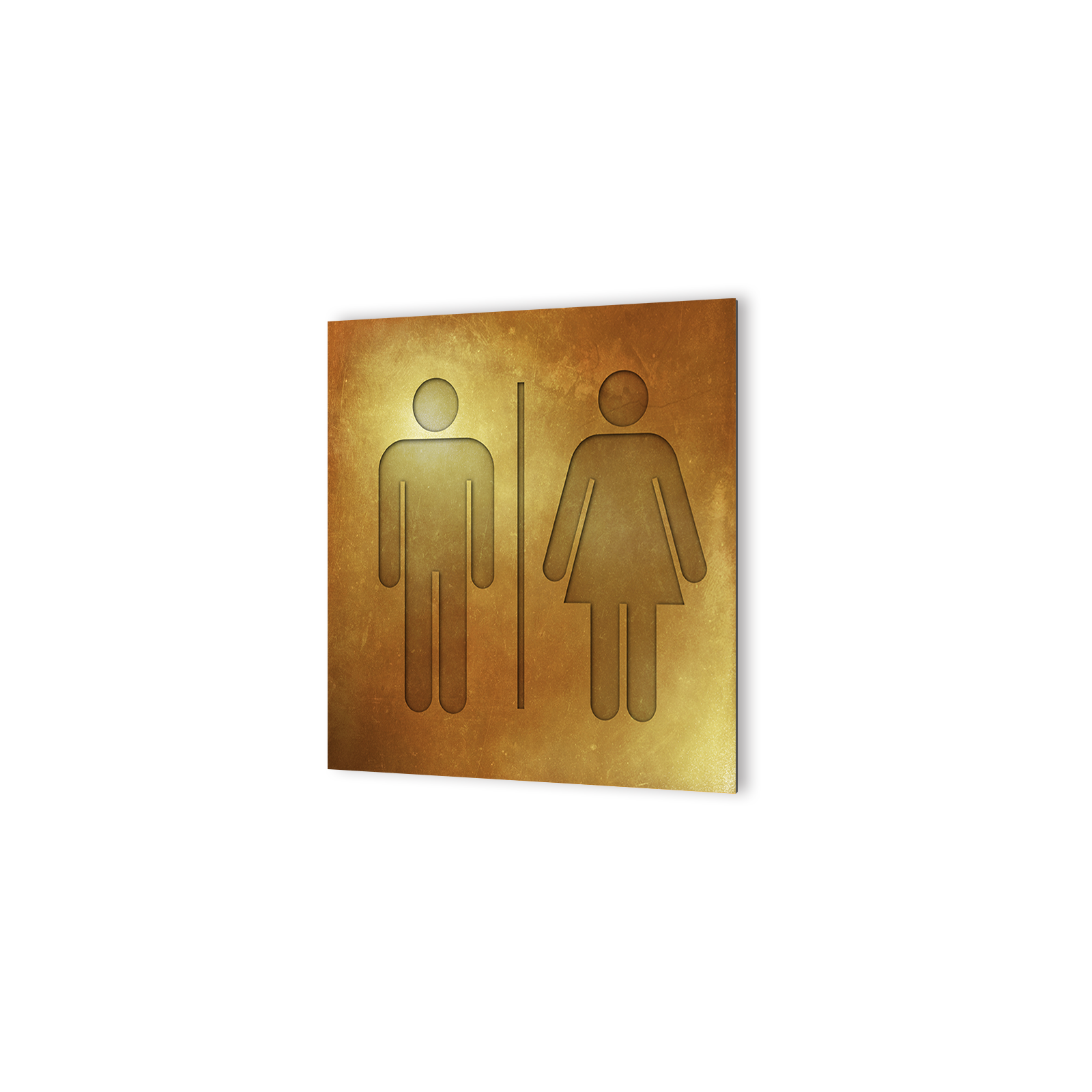 Panneau pictogramme de signalisation · Toilettes Mixtes | Texture Gold