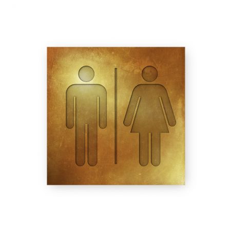 Panneau pictogramme de signalisation · Toilettes Mixtes | Texture Gold