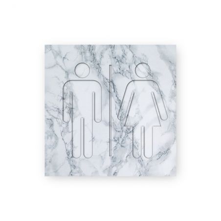 Panneau pictogramme de signalisation · Toilettes Mixtes | Texture Marbre Blanc