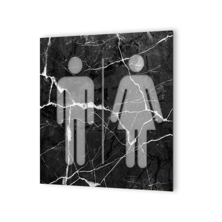 Panneau pictogramme de signalisation · Toilettes Mixtes | Texture Marbre Noir