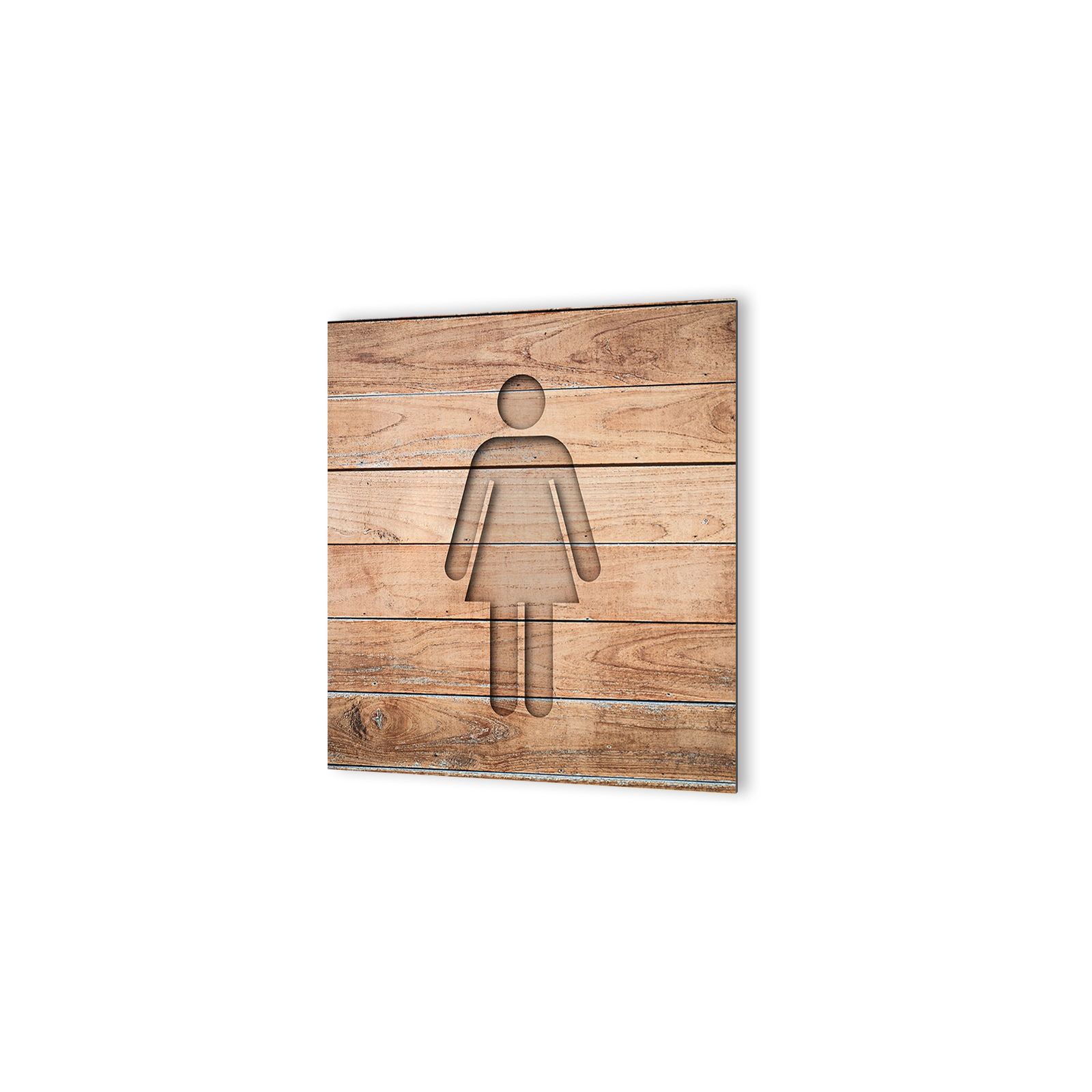 Panneau pictogramme de signalisation · Toilettes Femmes| Texture Bois