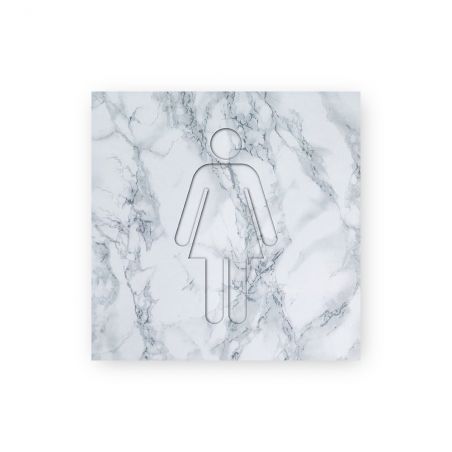 Panneau pictogramme de signalisation · Toilettes Femmes| Texture Marbre Blanc