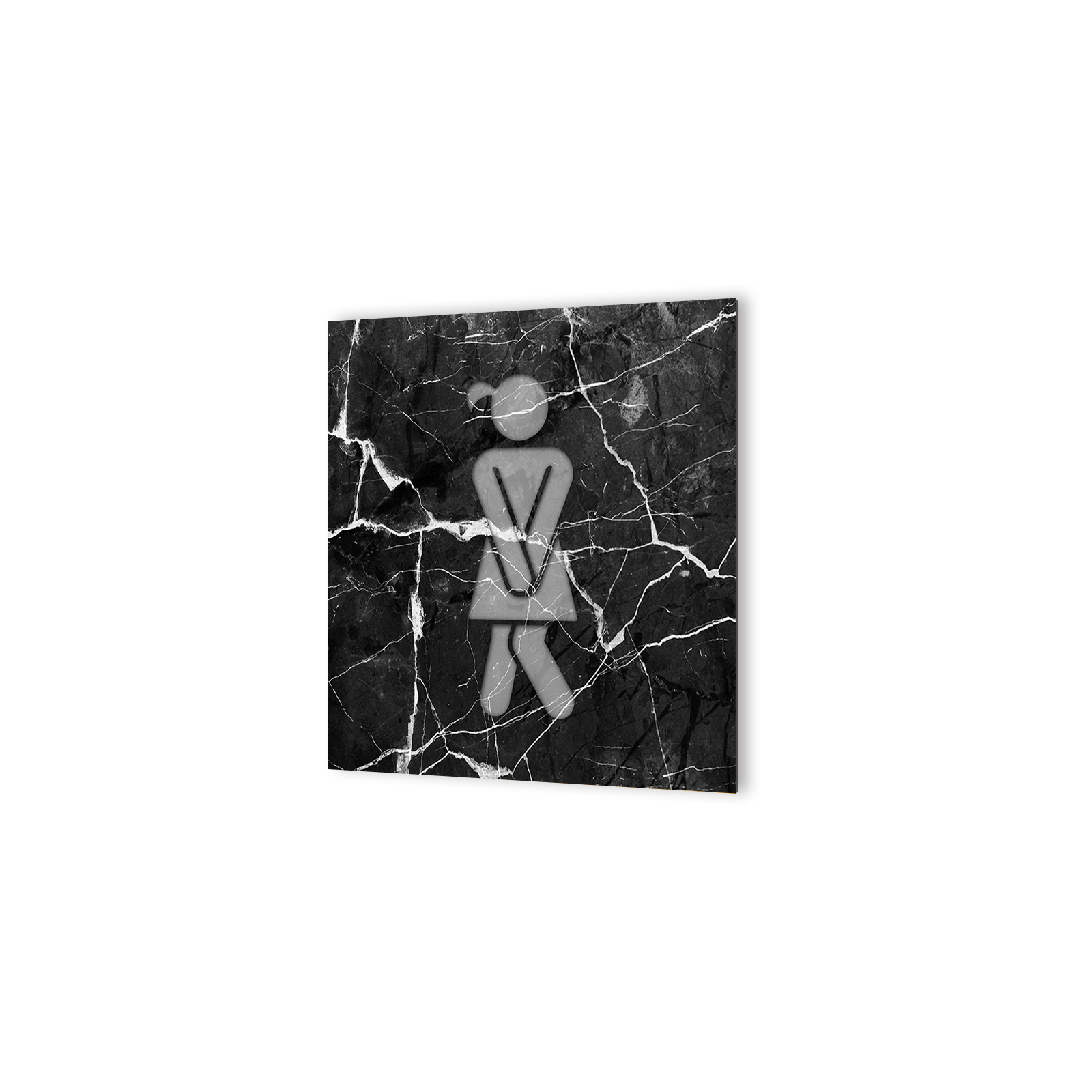 Panneau pictogramme de signalisation · Toilettes Femmes Humoristique | Texture Marbre Noir