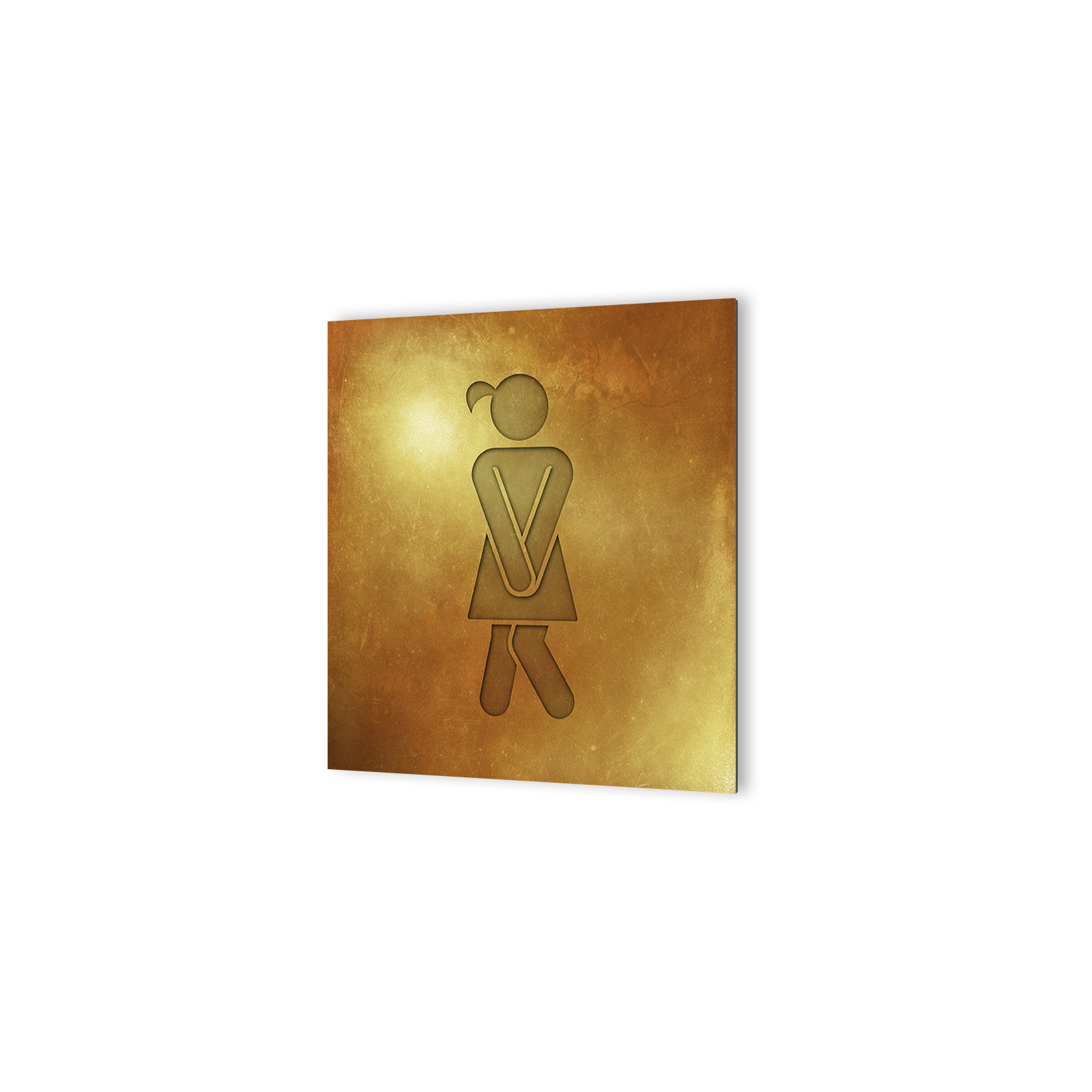 Panneau pictogramme de signalisation · Toilettes Femmes Humoristique| Texture Gold