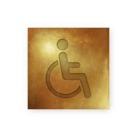 Panneau pictogramme de signalisation · Toilettes Handicapés | Texture Gold