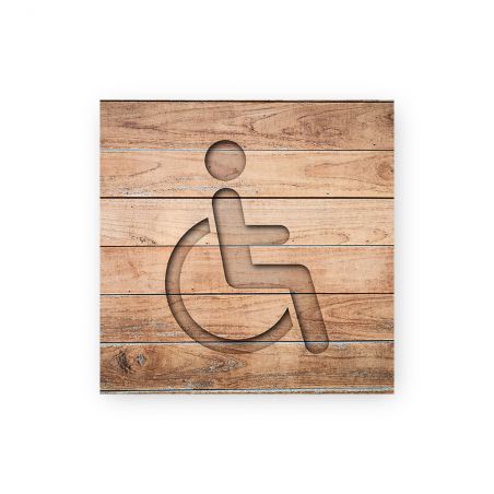 Panneau pictogramme de signalisation · Toilettes Handicapés | Texture Bois