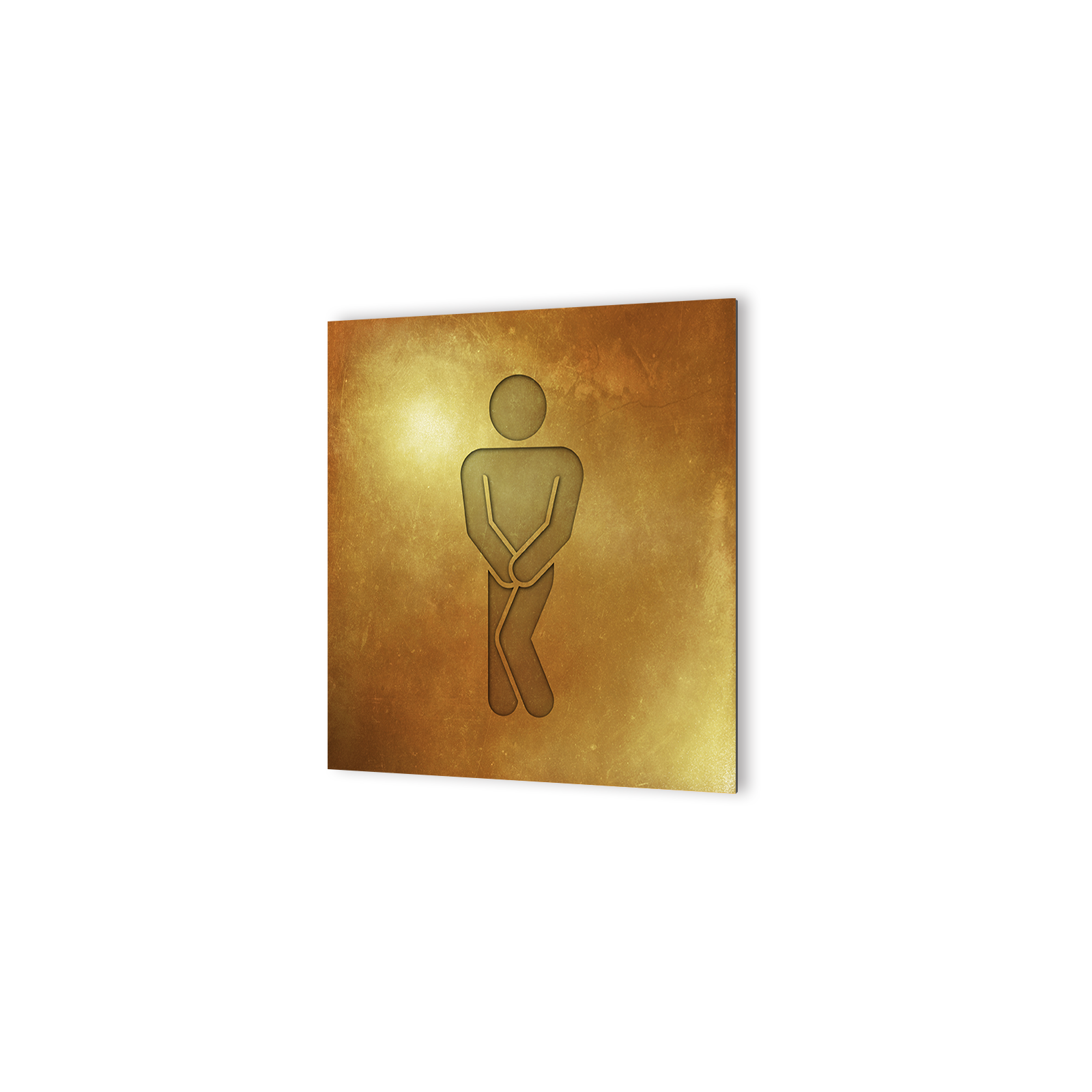 Panneau pictogramme de signalisation · Toilettes Hommes Humoristique| Texture Gold