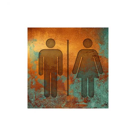 Panneau pictogramme de signalisation · Toilettes Mixtes | Texture Cuivre