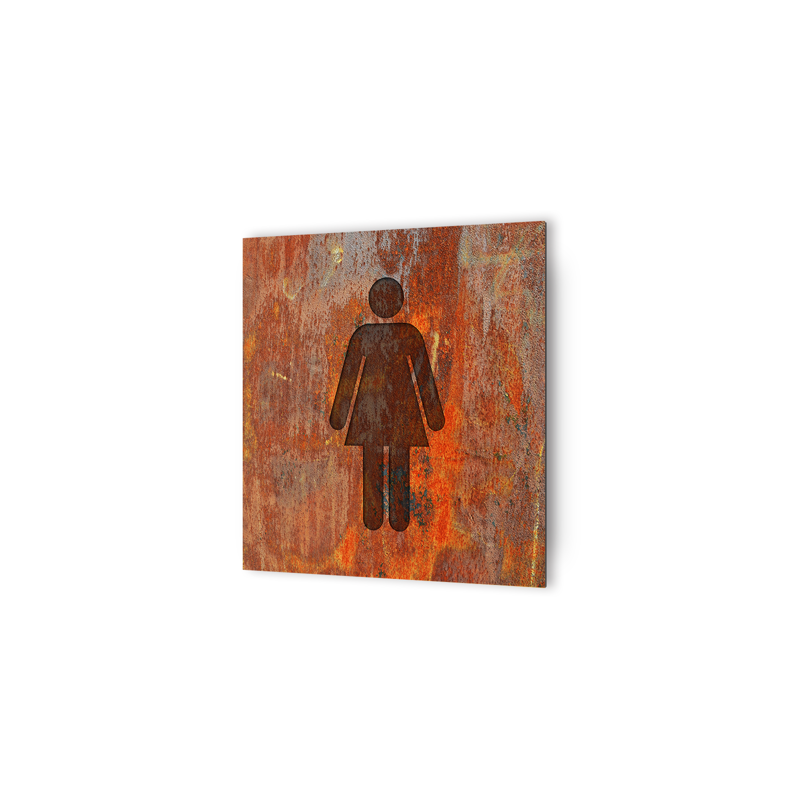 Panneau pictogramme de signalisation · Toilettes Femmes | Texture Rouille