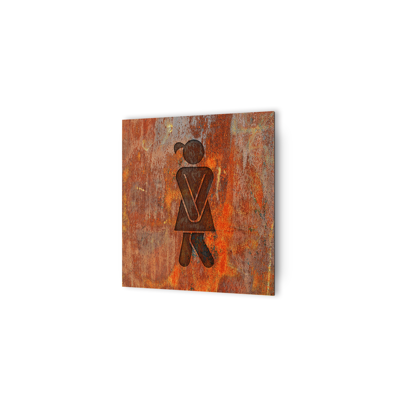 Panneau pictogramme de signalisation · Toilettes Femmes Humoristique | Texture Rouille