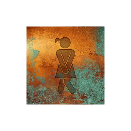 Panneau pictogramme de signalisation · Toilettes Femmes Humoristique | Texture Cuivre