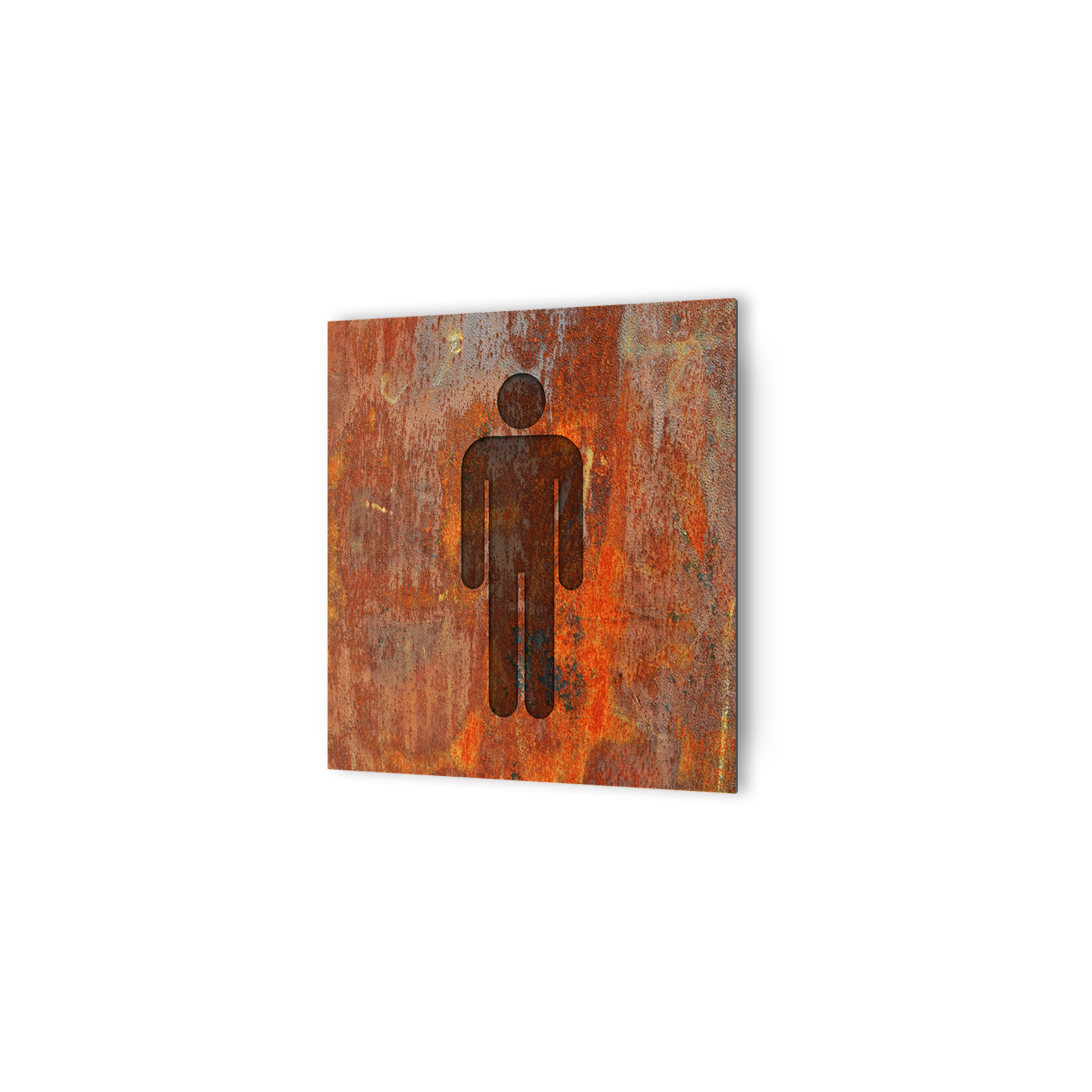 Panneau pictogramme de signalisation · Toilettes Hommes | Texture Rouille