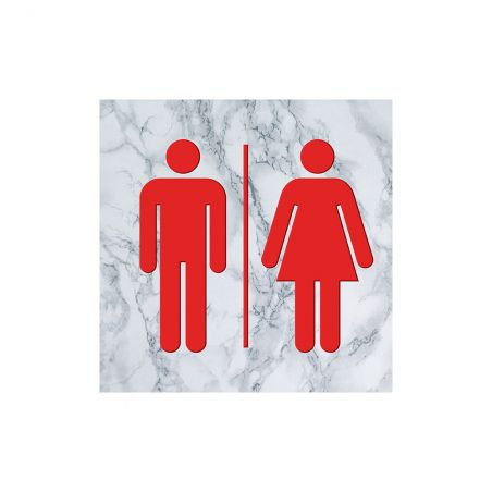 Panneau pictogramme de signalisation · Toilettes Mixtes | Texture Marbre Rouge