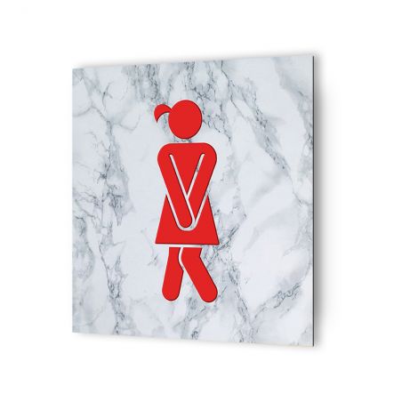 Panneau pictogramme de signalisation · Toilettes Femmes Humoristique | Texture Marbre Rouge