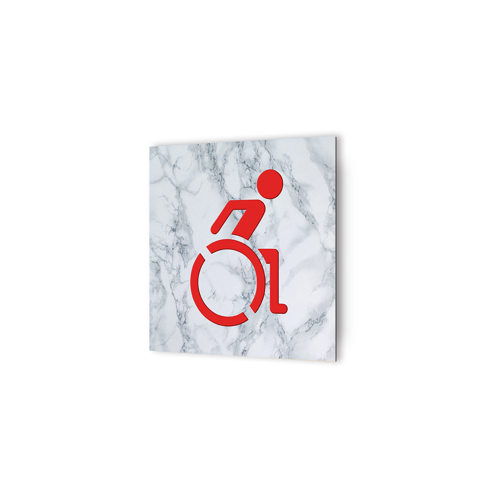 Panneau pictogramme de signalisation Humoristique · Toilettes PMR | Texture Marbre Rouge