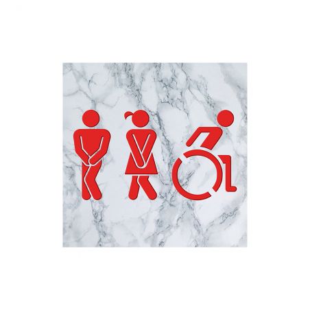 Panneau pictogramme de signalisation · Toilettes Femmes Humoristique | Texture Marbre Rouge