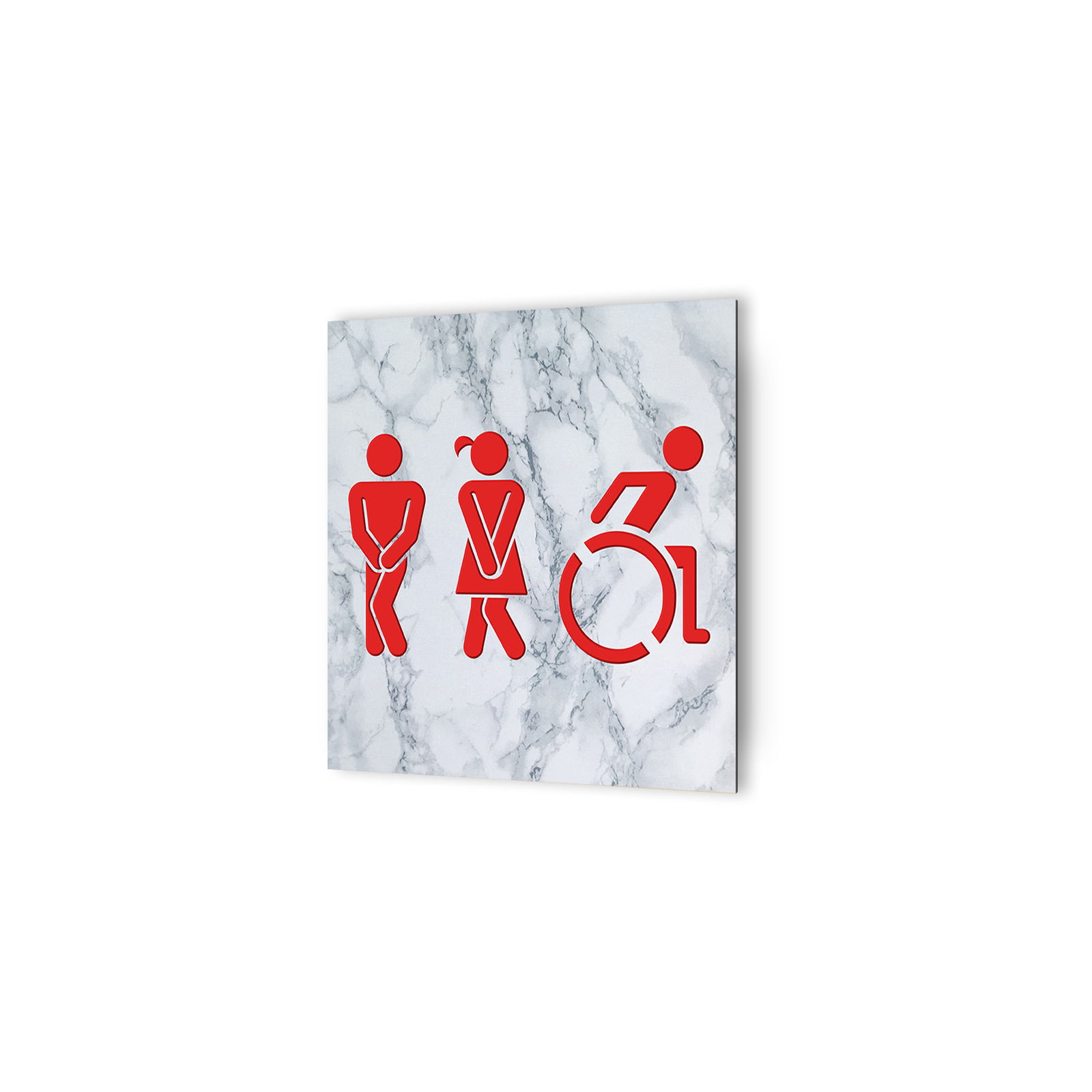 Panneau pictogramme de signalisation · Toilettes Femmes Humoristique | Texture Marbre Rouge