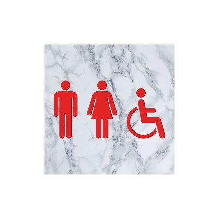 Panneau pictogramme de signalisation Humoristique · Toilettes PMR | Texture Marbre Rouge