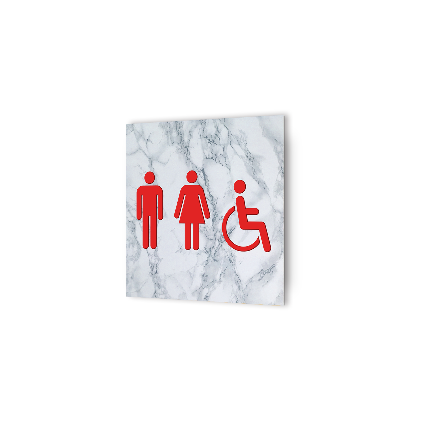 Panneau pictogramme de signalisation Humoristique · Toilettes PMR | Texture Marbre Rouge