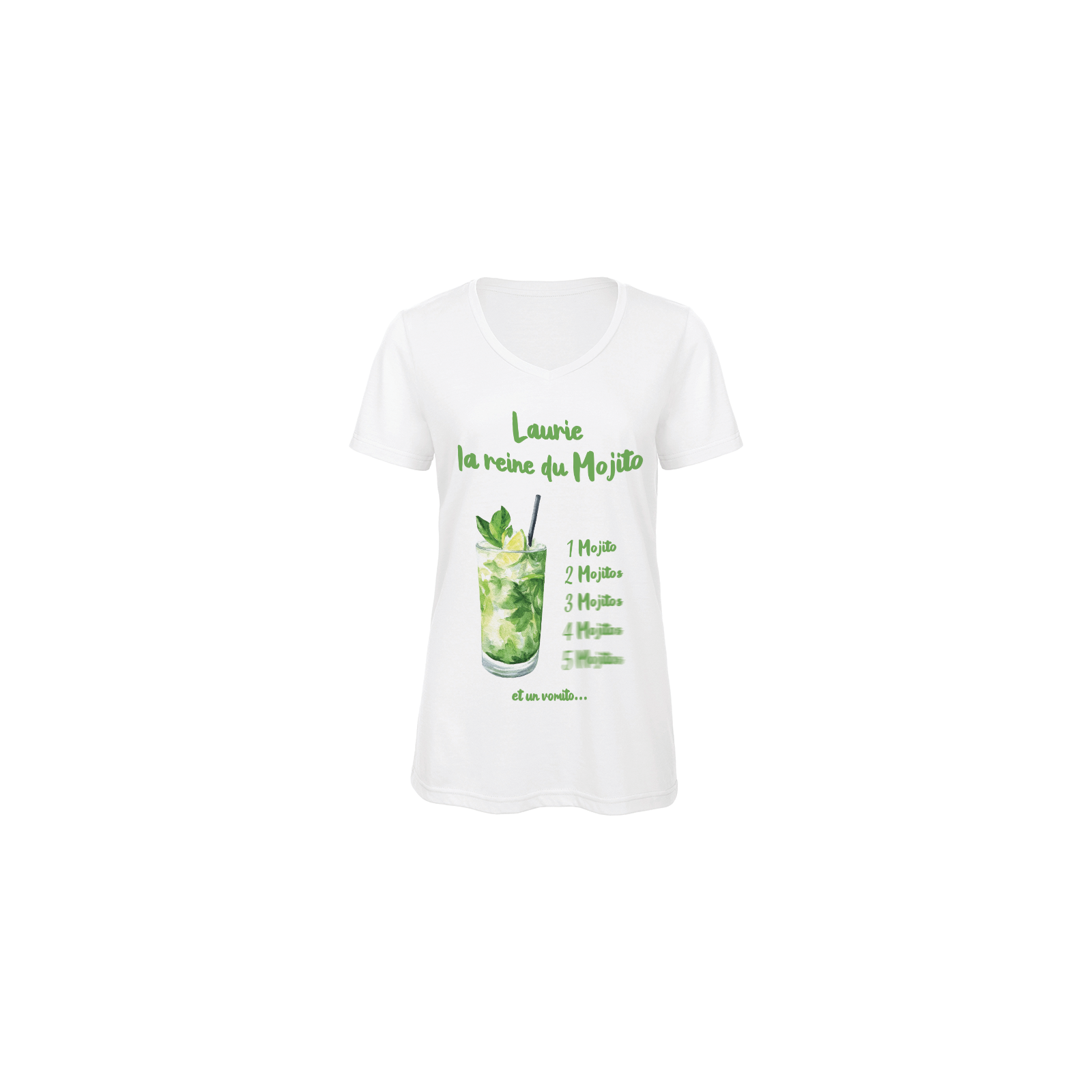 Customizable humorous V-neck t-shirt MOJITO | Women