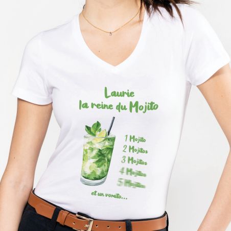 Customizable humorous V-neck t-shirt MOJITO | Women