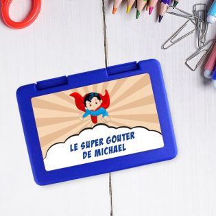 Boite à goûter personnalisée · Super Goûter | Bleu