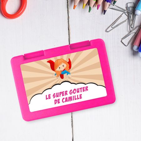 Boite à goûter personnalisée · Super Goûter | Rose