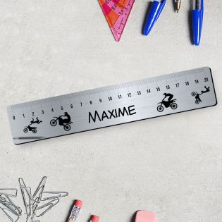 Personalized 20 cm graduated ruler for schoolchildren · First name | Motorcycles