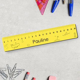 Personalized 20 cm graduated ruler for schoolchildren · First name | Marine world