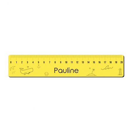 Personalized 20 cm graduated ruler for schoolchildren · First name | Marine world