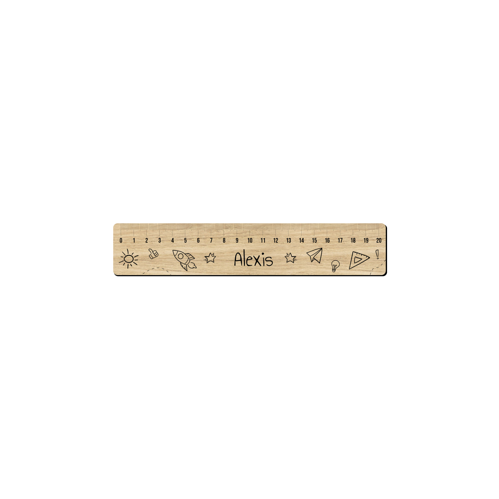 Personalized 20 cm graduated ruler for schoolchildren · First name | Stars