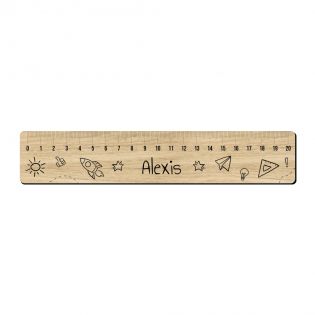 Personalized 20 cm graduated ruler for schoolchildren · First name | Stars