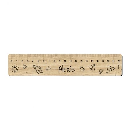 Personalized 20 cm graduated ruler for schoolchildren · First name | Stars