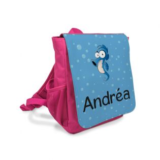 Personalized blue or pink children's backpack | Seahorse