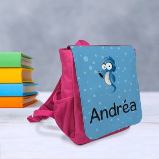 Personalized blue or pink children's backpack | Seahorse