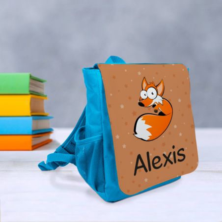 Personalized blue or pink children's backpack | Fox