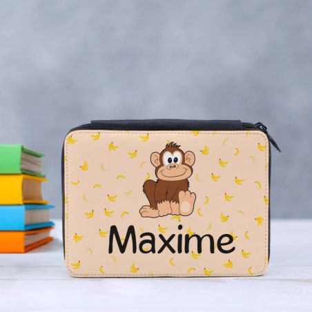 Trousse à Crayons + Règle 20 cm Personnalisées | Singe