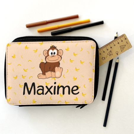 Personalized Pencil Case + Ruler 20 cm | Monkey