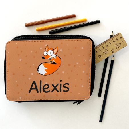 Personalized Pencil Case + Ruler 20 cm | Fox