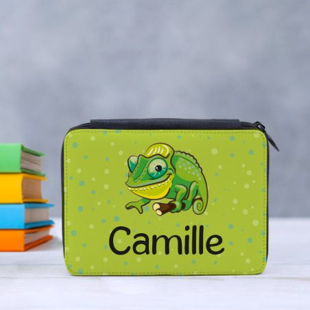 Trousse à Crayons + Règle 20 cm Personnalisées | Caméléon